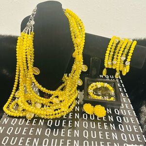 💛💛💛SASSY JONES Yellow MALIA SET: Necklace, Earrings (2) pair and bangles💛💛💛
